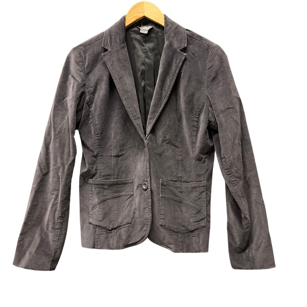 Eddie Bauer Blazer Womens 4 Gray Velvet Jacket‎ 2 Button Classic + Pockets